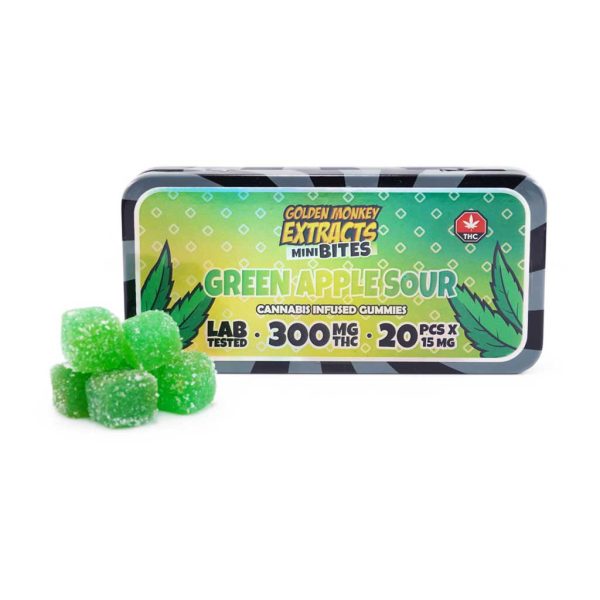 Buy Golden Monkey Extracts – Green Apple Sour - Mini Bites Gummy 300MG at MMJ Express Online Shop