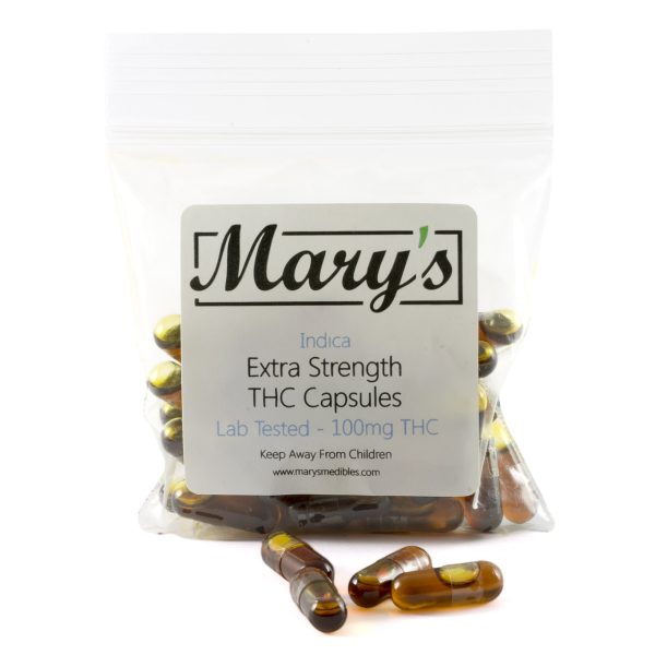 Marys Edibles Sativa Indica THC Capsules 100MG