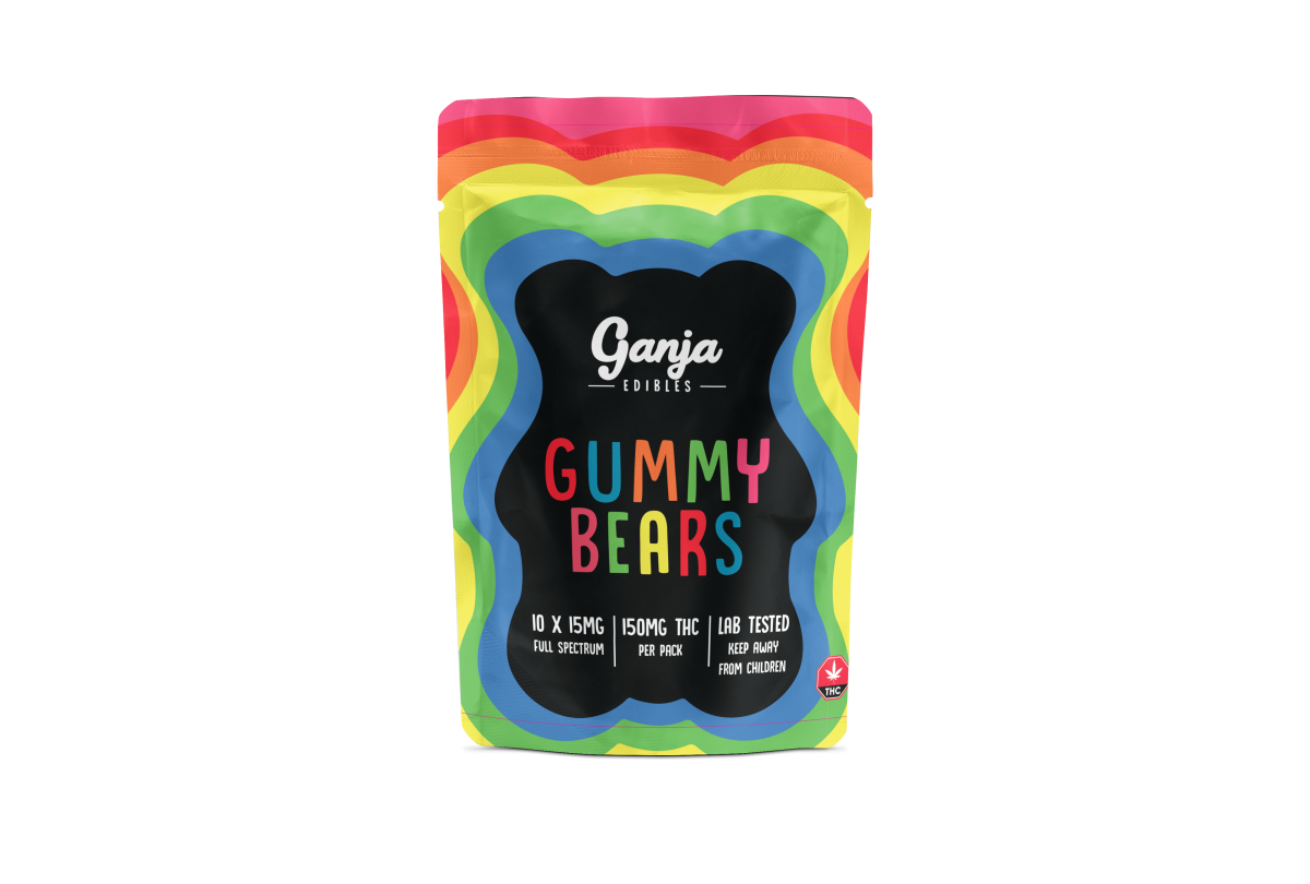 Ganja Edibles - Blue Raspberry Gummy Bears 150MG THC