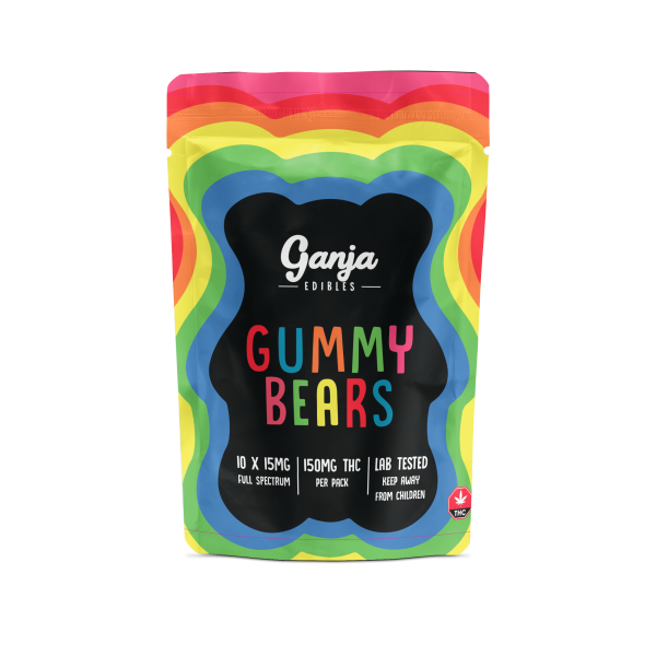 Ganja Edibles - Blue Raspberry Gummy Bears 150MG THC