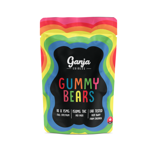 Ganja Edibles - Blue Raspberry Gummy Bears 150MG THC