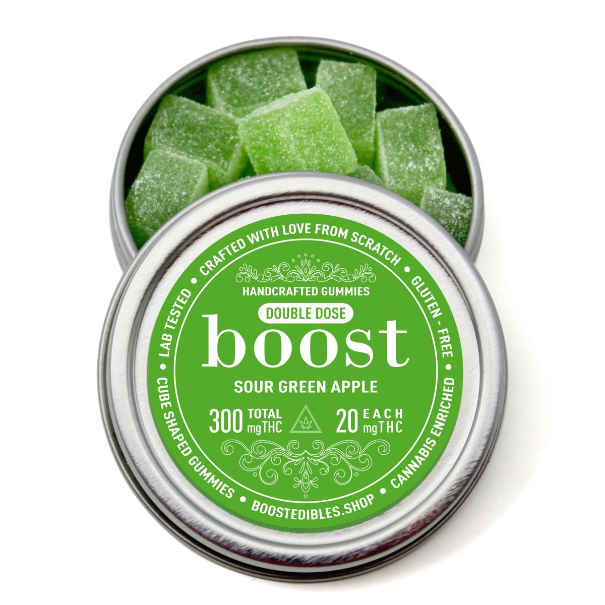 Buy Boost Edibles THC Sour Green Apple Gummies 300MG at MMJ Express Online Shop
