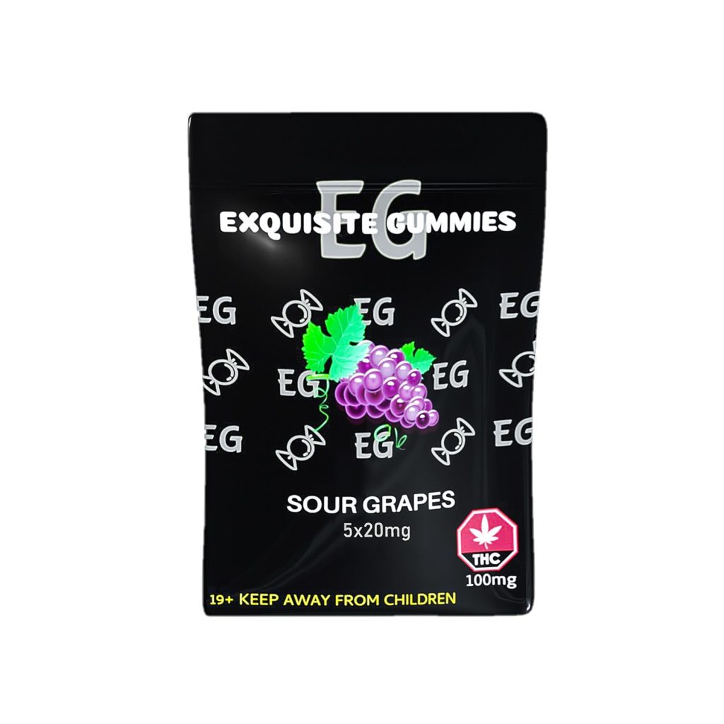 Buy Exquisite Gummies Sour Grape 100MG THC Online MMJ Express