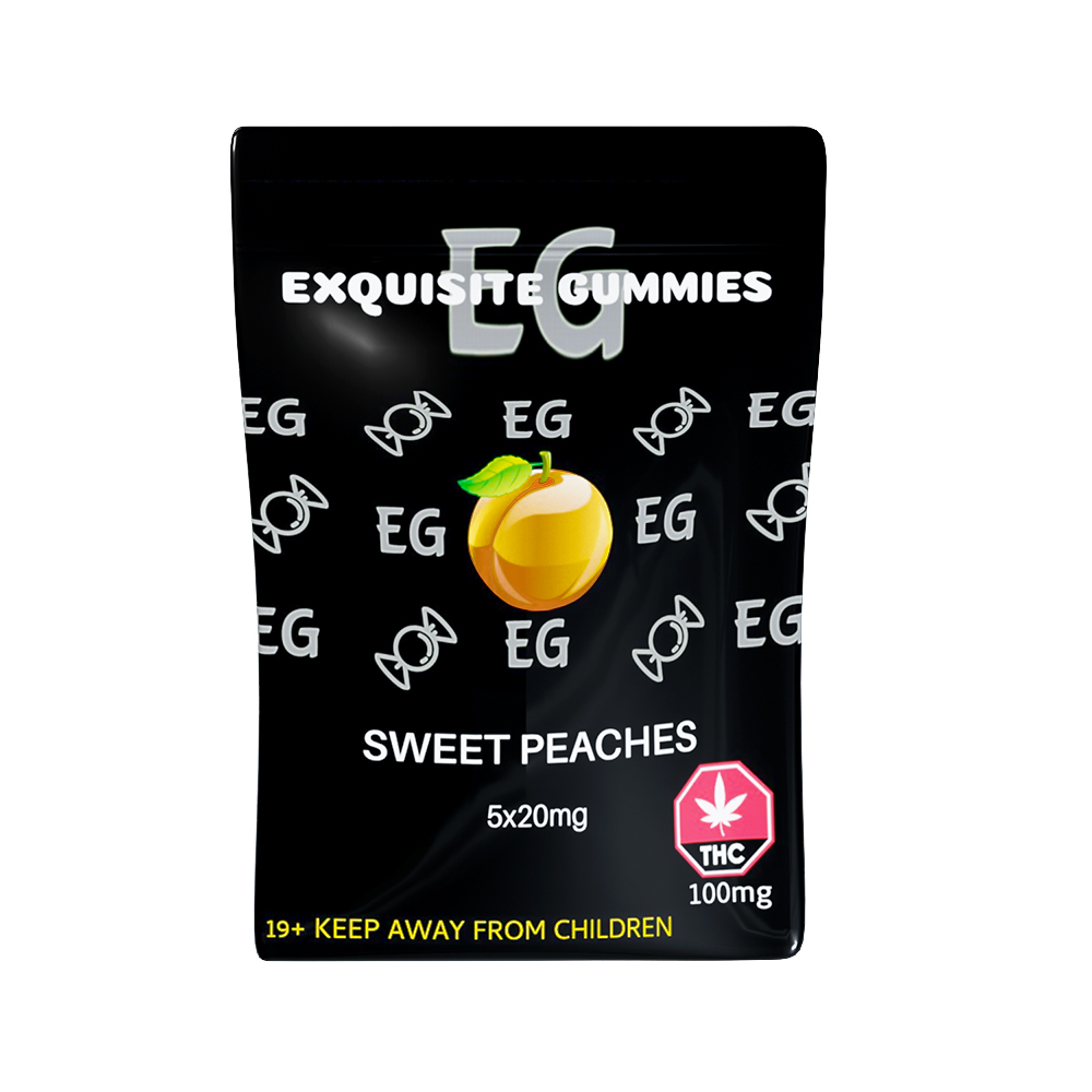 Buy Exquisite Gummies - Peaches 100MG THC at MMJ Express Online Shop