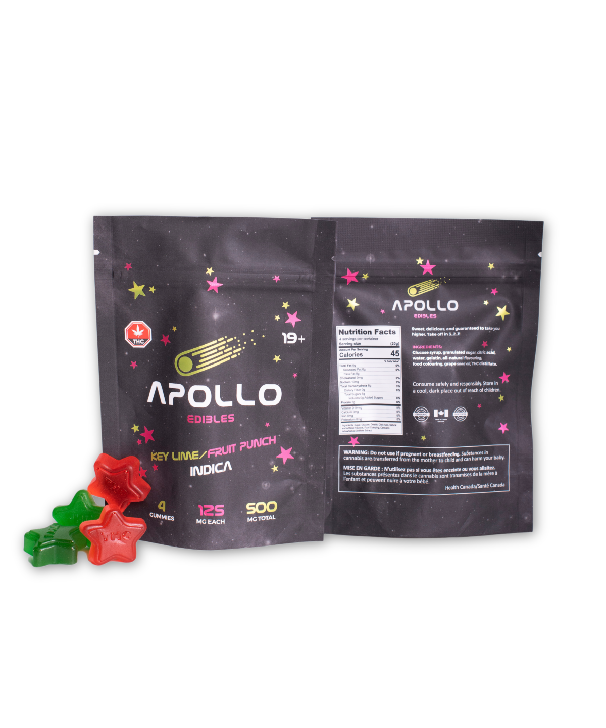 Buy Apollo Key Lime/Fruit Punch Shooting Stars Gummies 500MG THC (INDICA) at MMJ Express Online Shop
