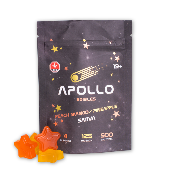 Buy Apollo Peach Mango/Pineapple Shooting Stars Gummies 500MG THC (SATIVA) at MMJ Express Online Shop