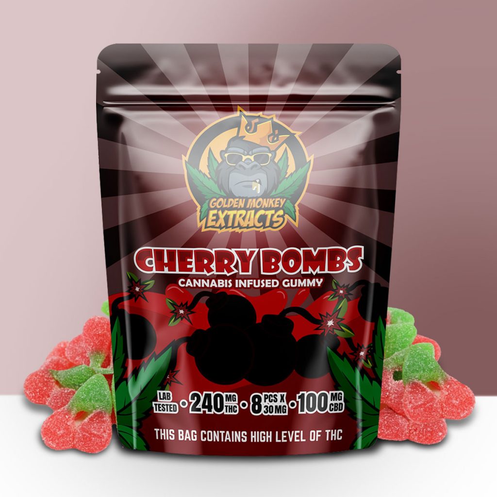 Buy Golden Monkey Extracts - Cherry Bombs Gummy 240mg THC : 100mg CBD at MMJ Express Online Shop