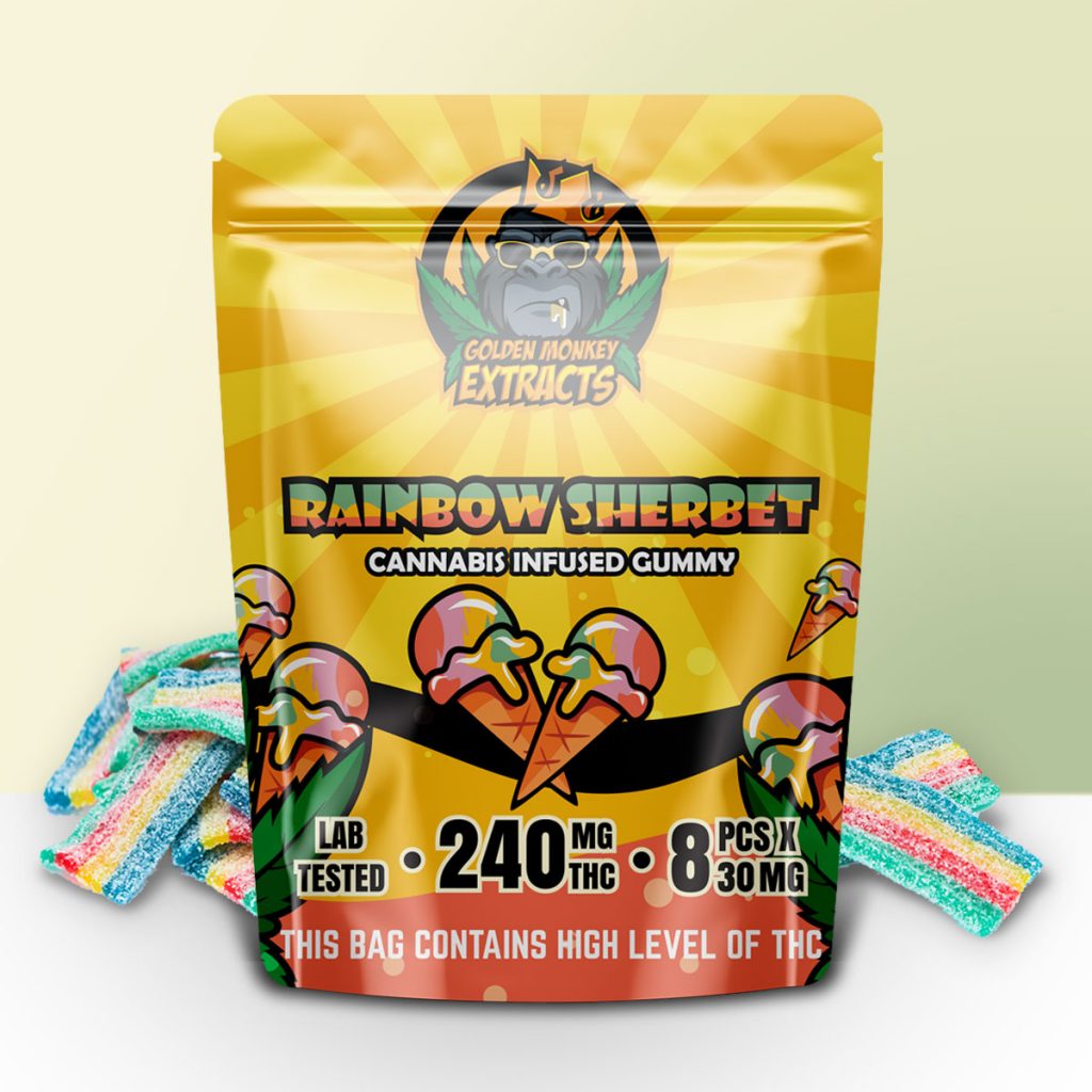 Buy Golden Monkey Extracts - Rainbow Sherbet Gummy 240mg THC at MMJ Express Online Shop