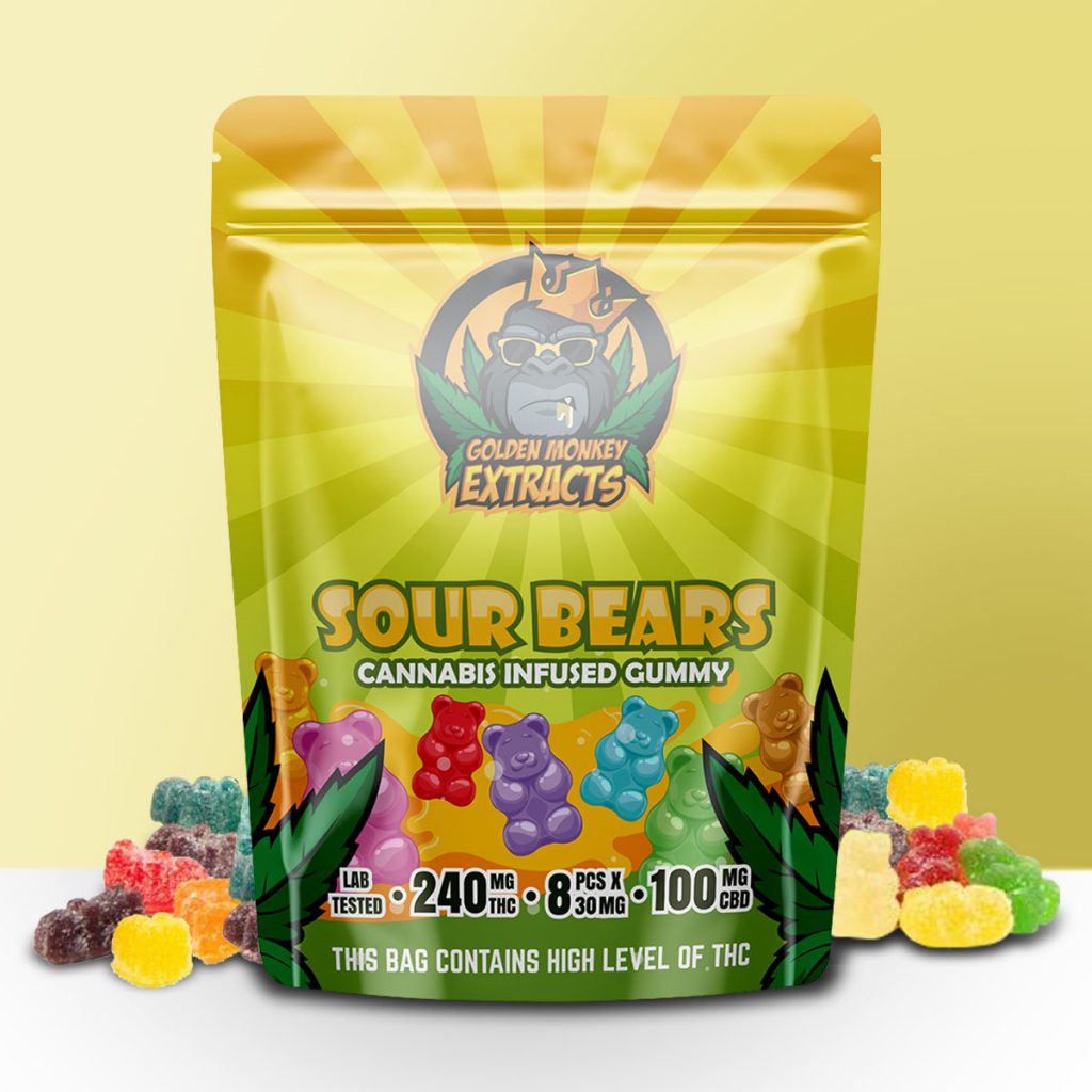 Buy Golden Monkey Extracts - Sour Bears Gummy 240mg THC : 100mg CBD at MMJ Express Online Shop