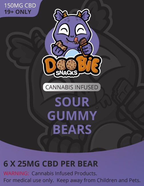 Buy Doobie Snacks - Sour Gummy Bears 150mg CBD at MMJExpress Online Dispensary
