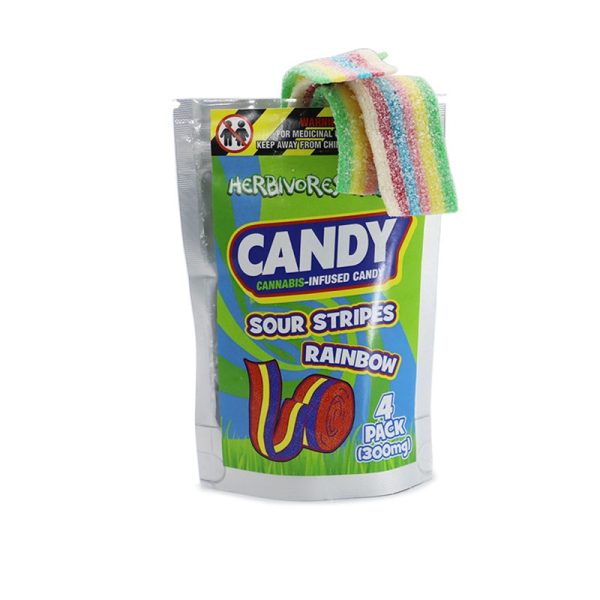 Buy Herbivores Edibles – Sour Stripes Rainbow 300MG THC at MMJ Express Online Shop