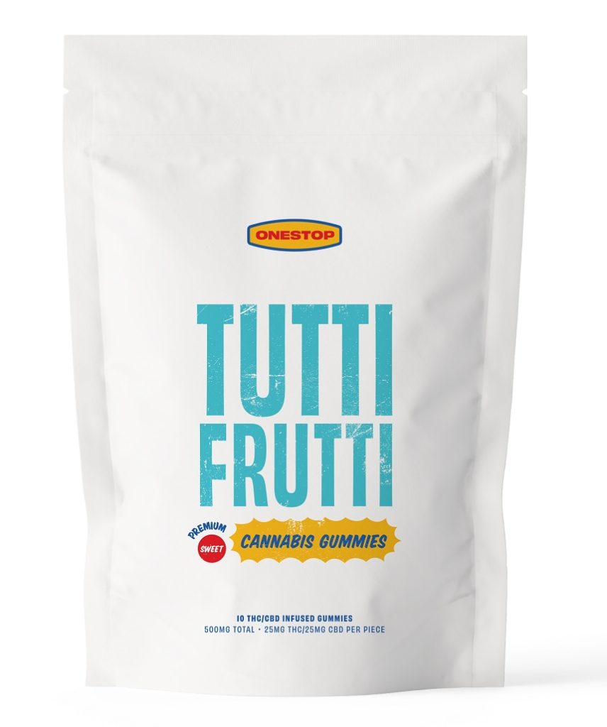 Buy One Stop – Tutti Fruitti 1:1 THC: CBD Gummies 500MG at MMJ Express Online Shop
