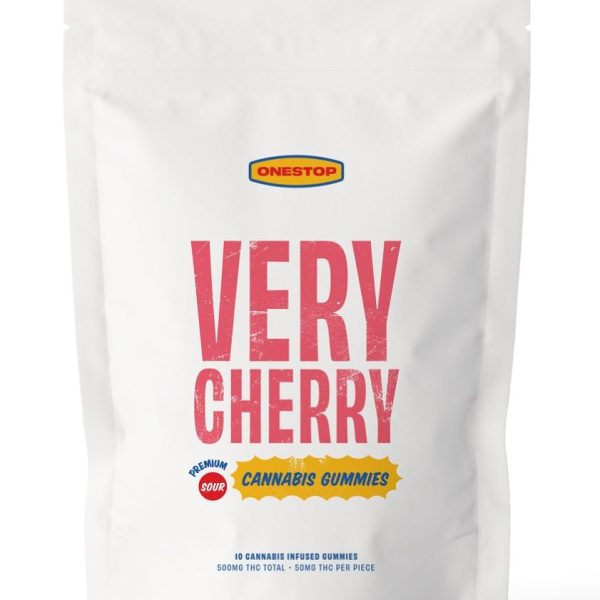 Buy One Stop – Sour Very Cherry Gummies 500MG THC at MMJ Express Online Shop