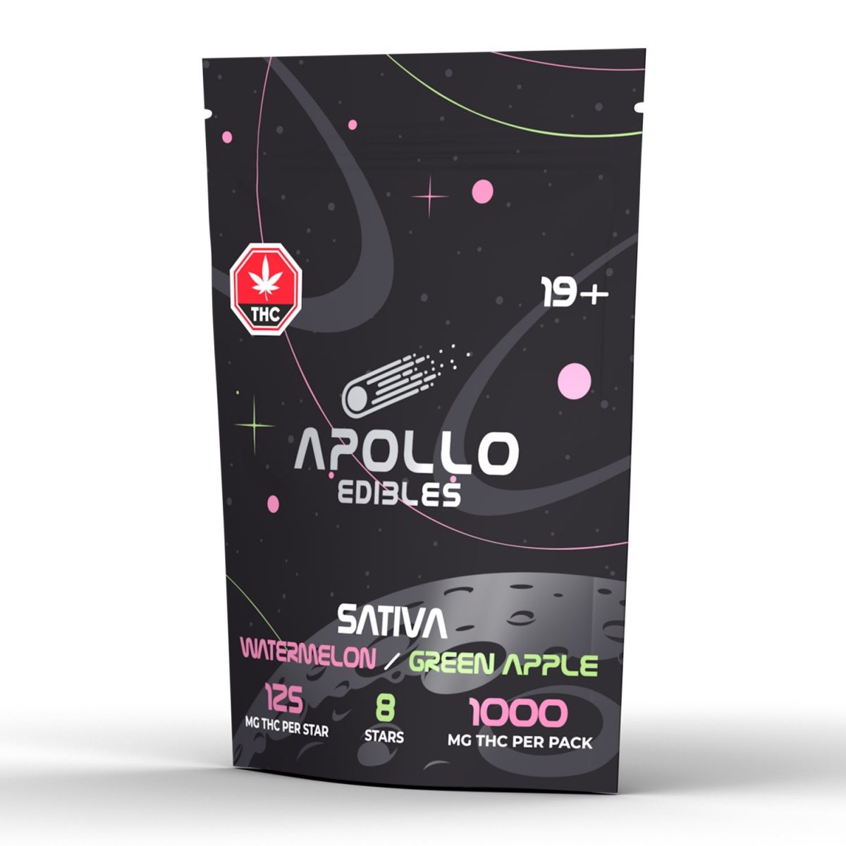 Buy Apollo Edibles - Watermelon/Green Apple Shooting Stars 1000MG THC Sativa at MMJ Express Online Shop