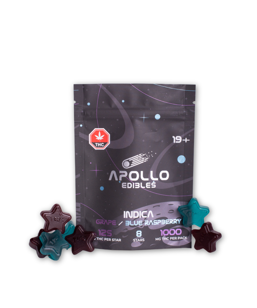 Buy Apollo Grape/ Blue Raspberry Shooting Star Gummies 1000MG THC (INDICA) at MMJ Express Online Shop