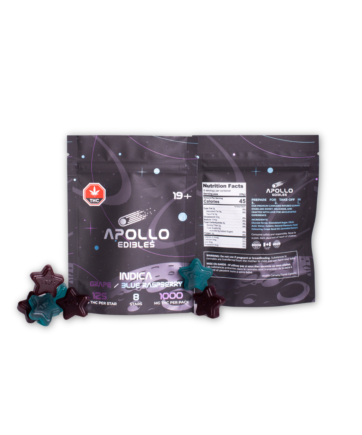 Buy Apollo Grape/ Blue Raspberry Shooting Star Gummies 1000MG THC (INDICA) at MMJ Express Online Shop