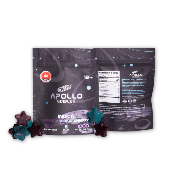 Buy Apollo Grape/ Blue Raspberry Shooting Star Gummies 1000MG THC (INDICA) at MMJ Express Online Shop