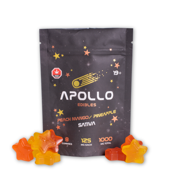 Buy Apollo Peach Mango/ Pineapple Shooting Star Gummies 1000MG THC (SATIVA) at MMJ Express Online Shop