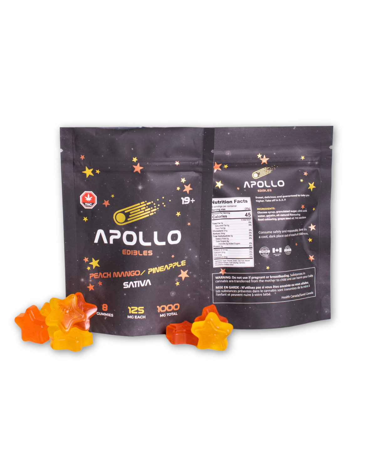 Buy Apollo Peach Mango/ Pineapple Shooting Star Gummies 1000MG THC (SATIVA) at MMJ Express Online Shop