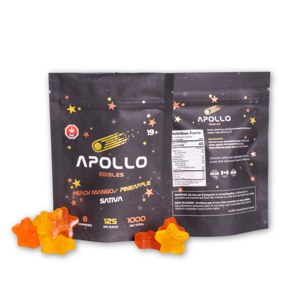 Buy Apollo Peach Mango/ Pineapple Shooting Star Gummies 1000MG THC (SATIVA) at MMJ Express Online Shop