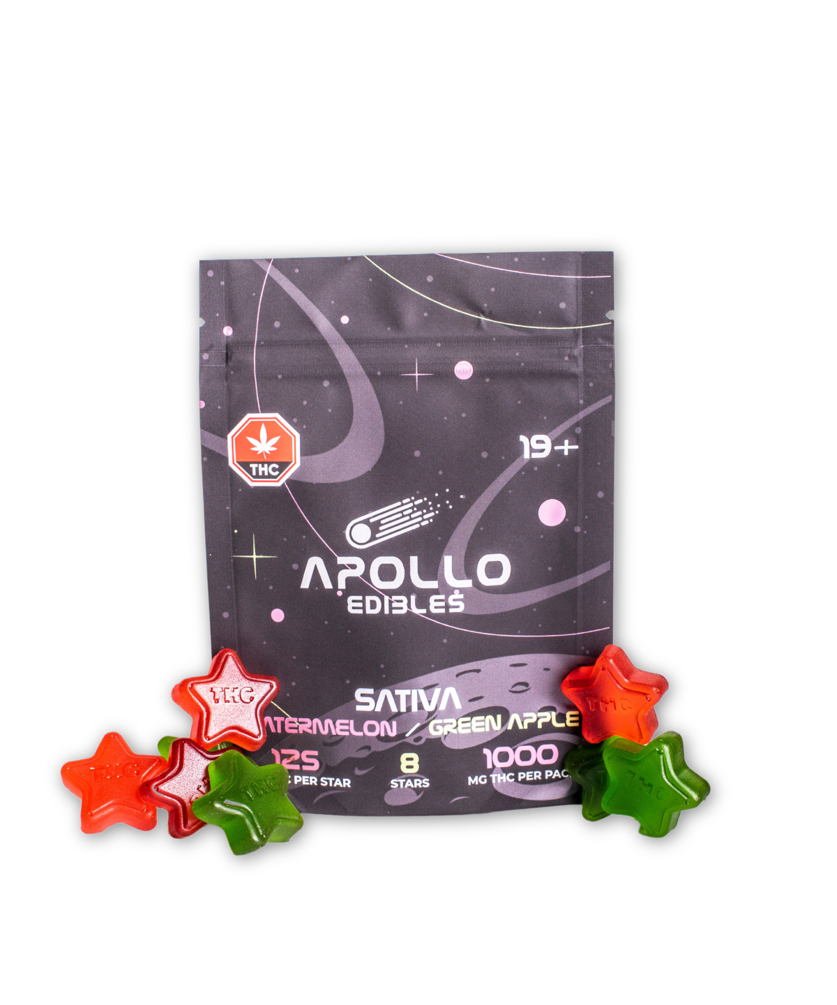 Buy Apollo Watermelon/ Green Apple Star Gummies 1000MG THC (SATIVA) at MMJ Express Online Shop