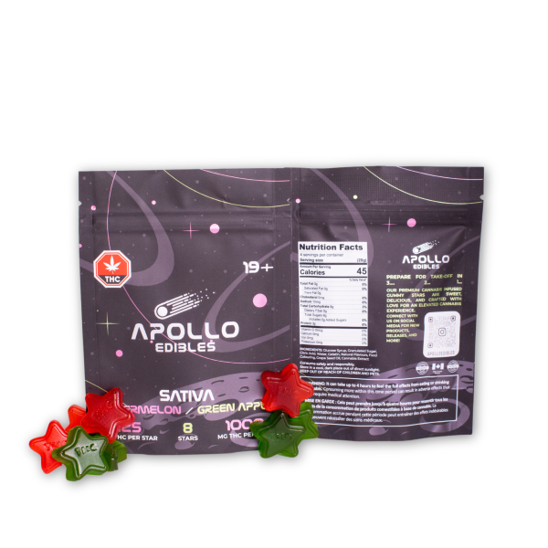 Buy Apollo Watermelon/ Green Apple Star Gummies 1000MG THC (SATIVA) at MMJ Express Online Shop