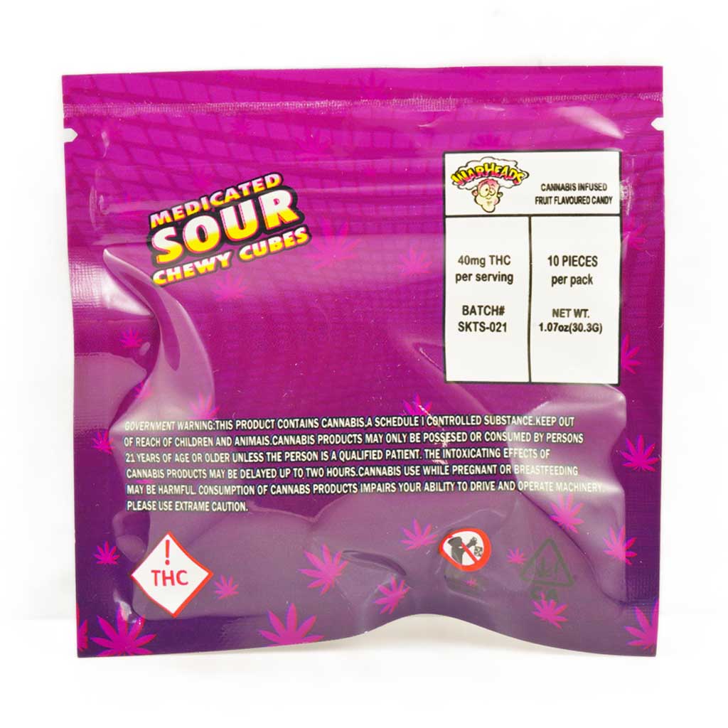 Buy War Heads - Sour Chewy Cubes Tart 400MG THC at MMJ Online Shop