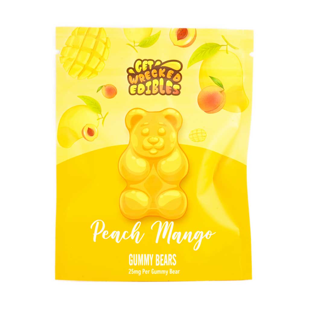 Peach Mango THC gummy bears and weed gummies for sale at online dispensary in Canada. edibles canada. weed edibles. marijuana edibles canada.