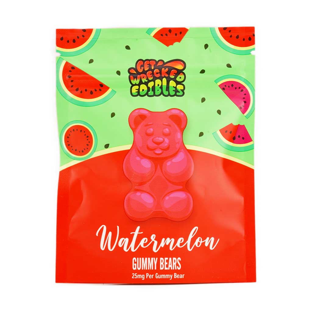 Watermelon gummies THC edibles from Get Wrecked Edibles at MMJ Express online dispensary Canada to buy weed gummies online.