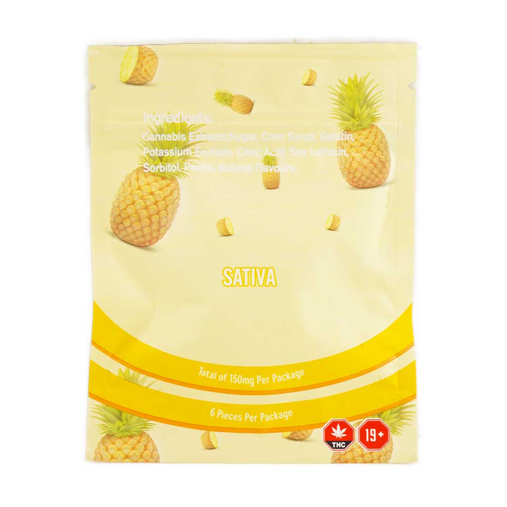 Pineapple gummies THC edibles from Get Wrecked Edibles at MMJ Express online dispensary Canada to buy weed gummies online.