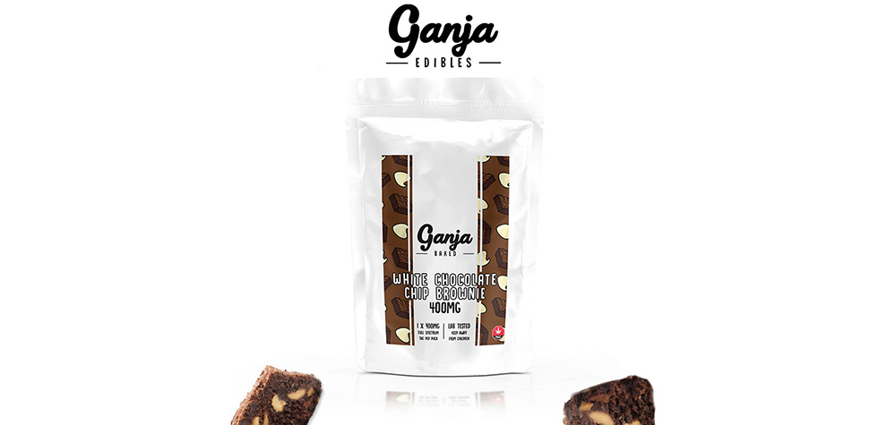 Ganja Baked Edibles White Chocolate Chip weed Brownies at MMJ Express online dispensary. Buy edibles online.