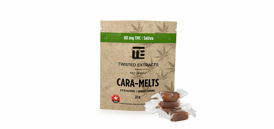 Twisted Extracts Caramelts THC edibles. edibles canada. weed edibles. marijuana edibles canada.