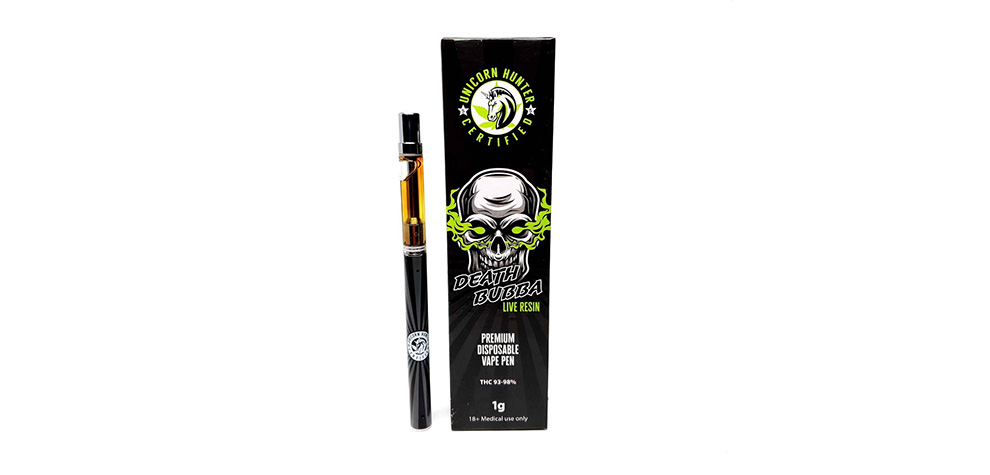 Death Bubba Live Resin Disposable Vape Pen.  Dab pen. Buy shatter online. Weed vapes. Dispensary for cheapweed and value buds.
