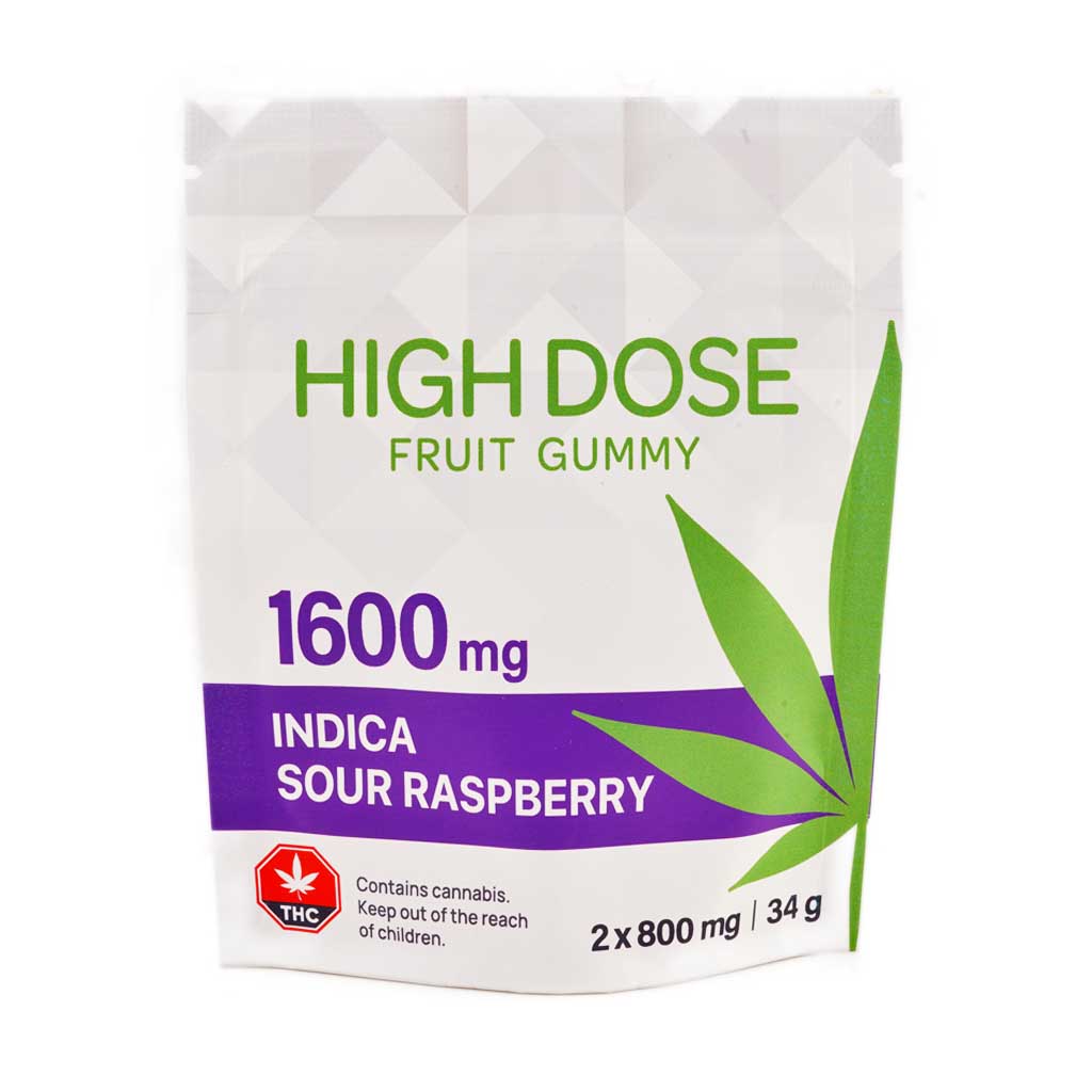 High Dose Fruit Gummy – Extreme Strength Sour Raspberry 1600MG THC (INDICA)