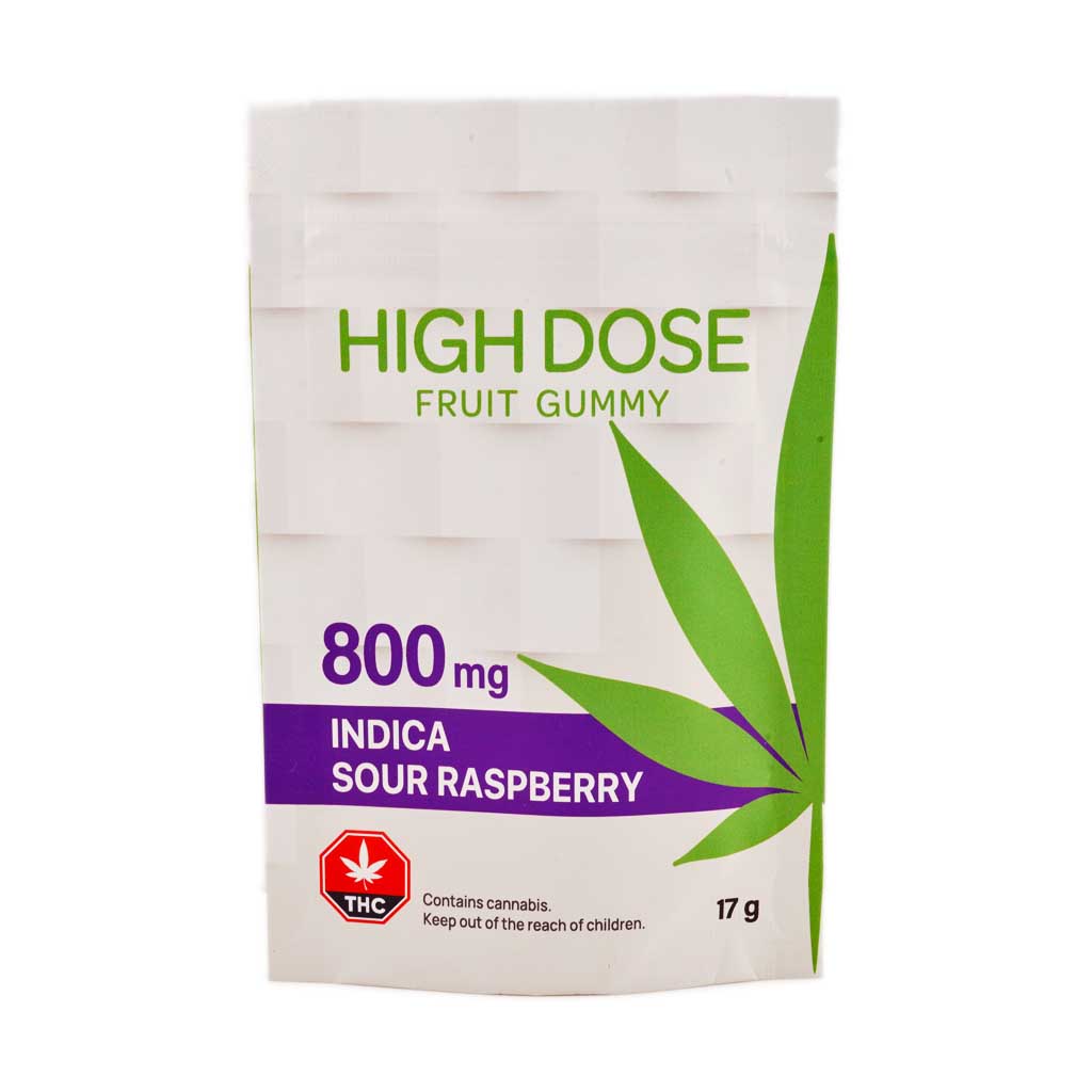 Buy High Dose Fruit Gummy – Extreme Strength Sour Raspberry 800MG THC (INDICA) at MMJ Express Online Shop