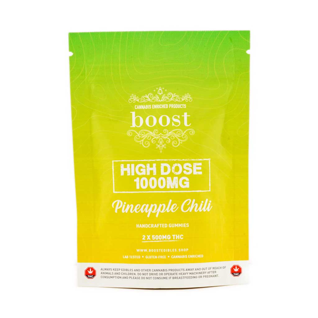 Buy Boost Edibles High Dose – Pineapple Chili 1000MG THC Gummies at MMJ Express Online Shop
