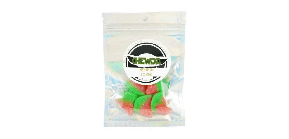 Refreshing, tangy, sweet, and a bit sour - that's the perfect way to describe the Chewda Gummies – H20 Melon THC. Each pack contains five Chewda Gummies with a whopping 20mg of quality THC. 