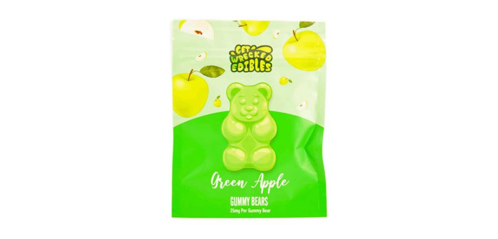 The Get Wrecked Edibles – Green Apple Gummy Bears 150MG THC provides you with a pack of adorable, psychedelic gummy bears that taste like your favourite childhood treat. 