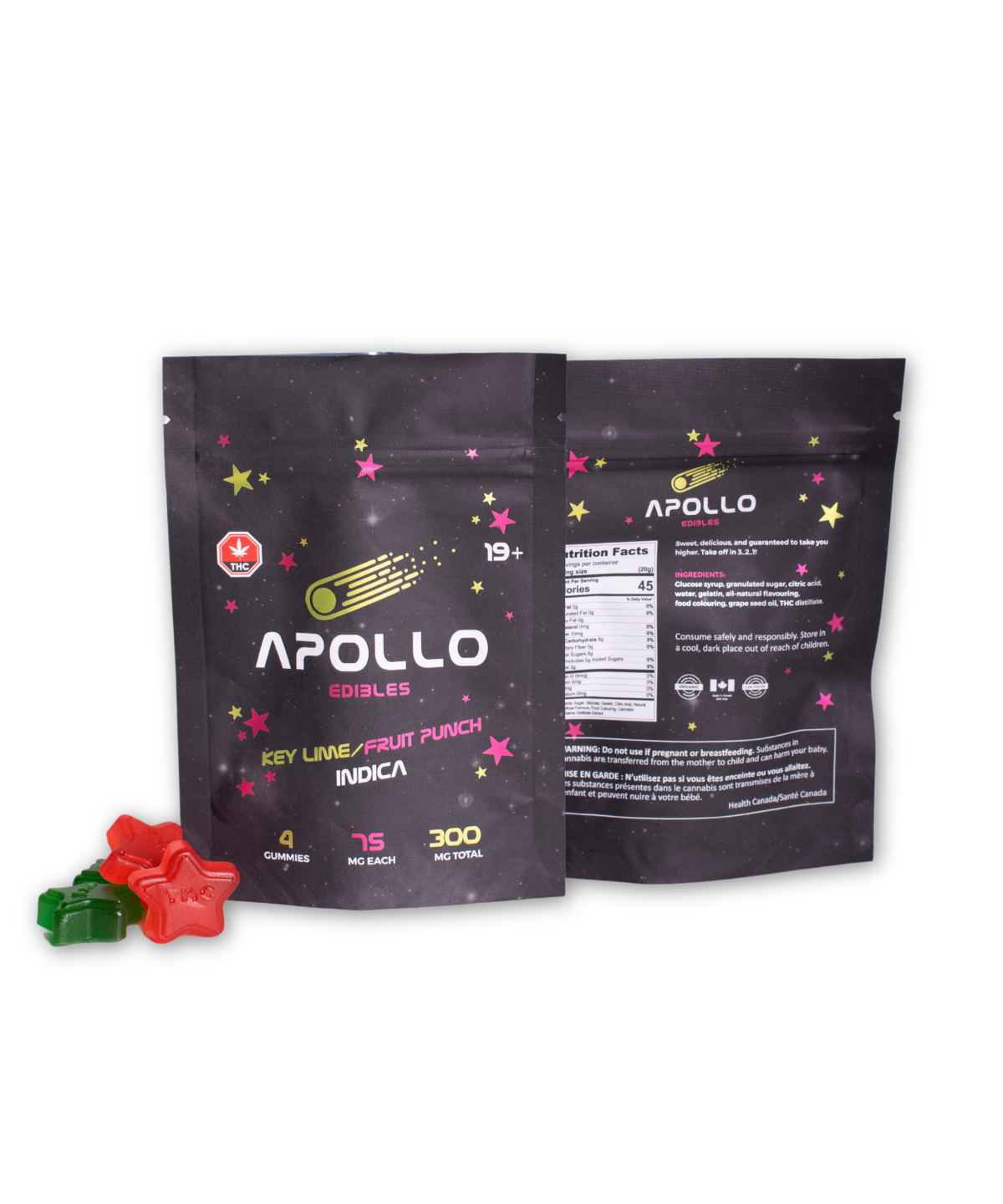 Buy Apollo Edibles - Key Lime/Fruit Punch Shooting Stars 300MG THC (INDICA) at MMJ Express Online Shop