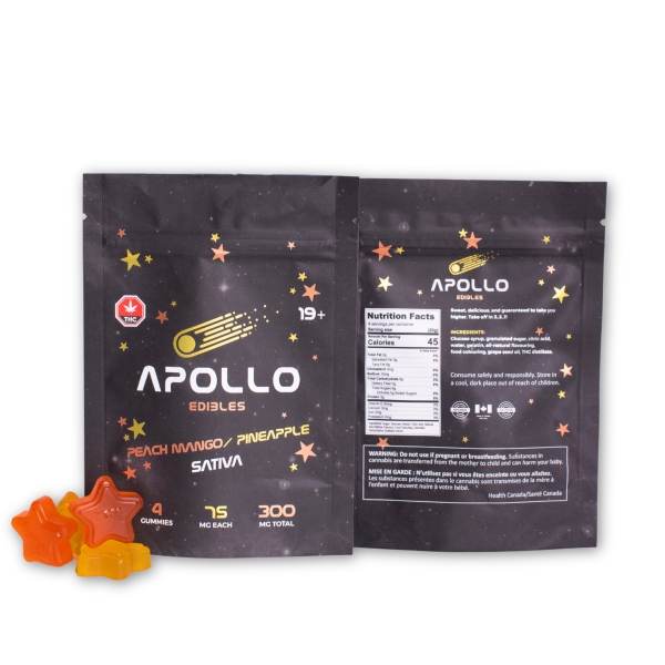 Buy Apollo Edibles - Peach Mango/Pineapple Shooting Stars 300MG THC (SATIVA) at MMJ Express Online Shop