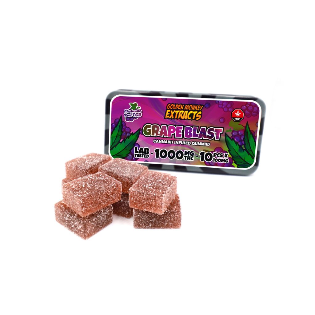 Buy Golden Monkey Extracts - High Dose Grape Blast Gummy 1000MG THC at MMJ Express Online Shop