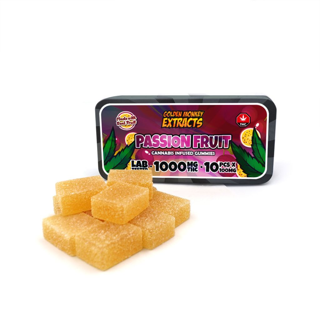 Buy Golden Monkey Extracts - High Dose Passion Fruit Gummy 1000MG THC at MMJ Express Online Shop