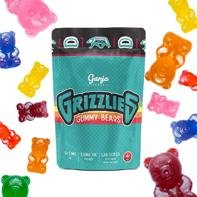 Buy Ganja Edibles – Grizzlies Gummy Bears Assorted Flavour 350mg THC at MMJ Express Online Shop