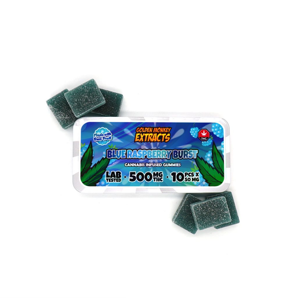 Buy Golden Monkey Extracts - High Dose Blue Raspberry Burst Gummy 500MG THC at MMJ Express Online Shop