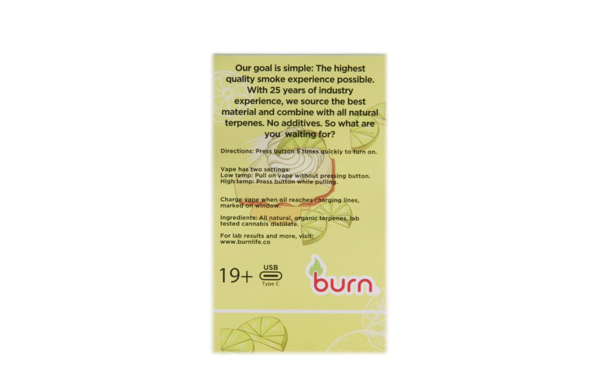 Buy Burn Extracts – Limited Edition – Key Lime Pie 3G Disposable Vapes (INDICA) at MMJ Express Online Shop