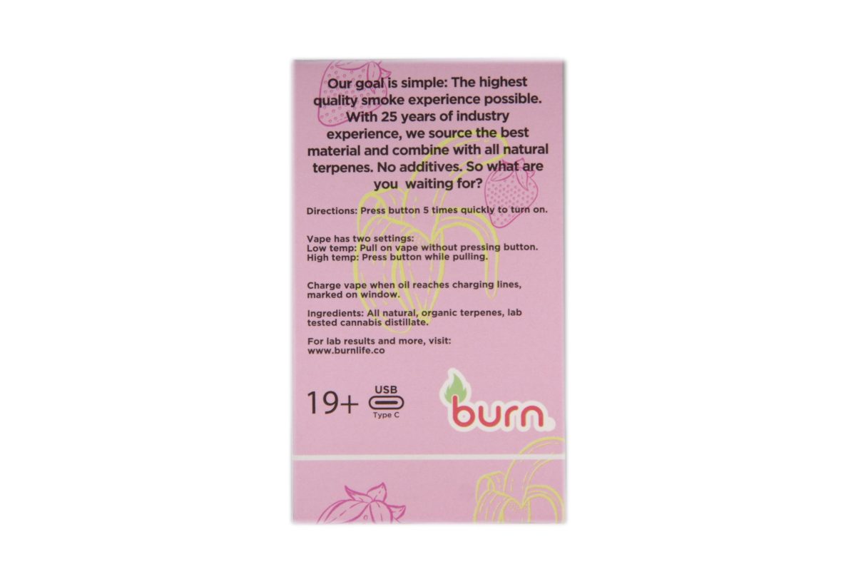 Buy Burn Extracts – Limited Edition – Strawberry Banana 3G Disposable Vapes (INDICA) at MMJ Express Online Shop