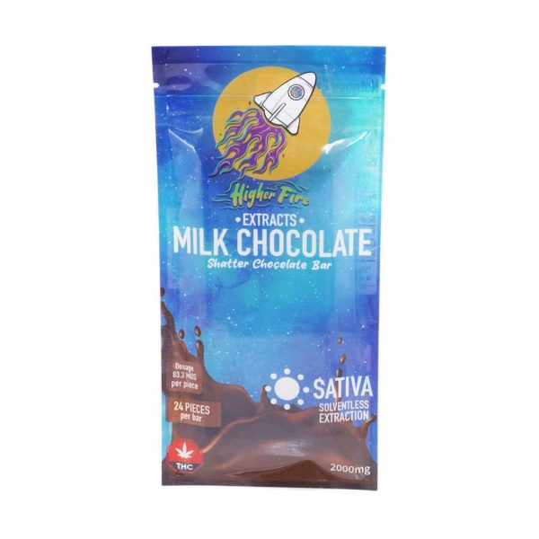 Buy Higher Fire Extracts – Shatter Chocolate Bar – Milk Chocolate 2000MG THC (Sativa) at MMJ Express Online Shop