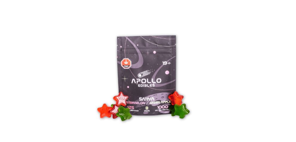 The Apollo Watermelon/ Green Apple Star Gummies 1000MG THC (SATIVA) is one of the best edibles you can try for a focus boost and extra motivation. 
