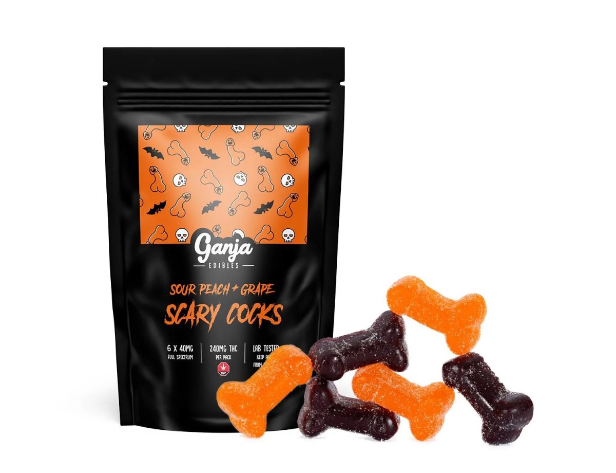Buy Ganja Edibles – Scary Cocks Sour Peach and Grape 240MG THC at MMJ Express Online Shop 