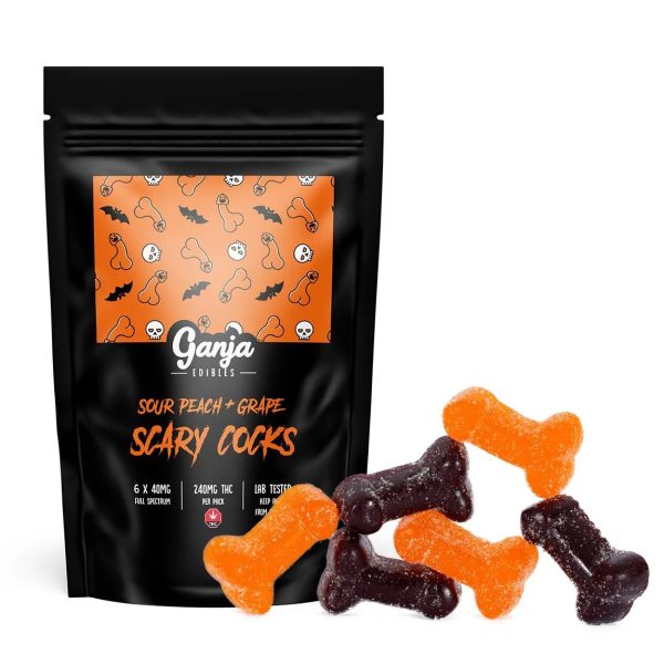 Buy Ganja Edibles – Scary Cocks Sour Peach and Grape 240MG THC at MMJ Express Online Shop 